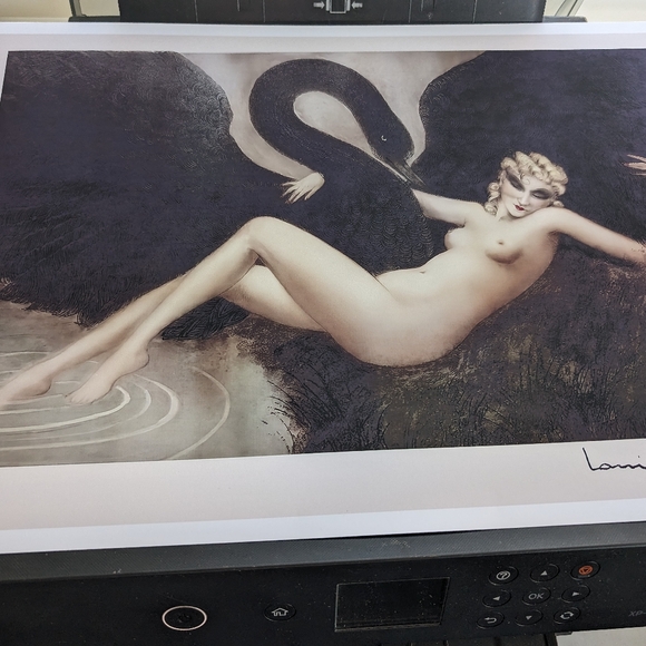 Louis Icart Vintage Nude Art print UnFramed Leda and the Swan - Picture 4 of 5